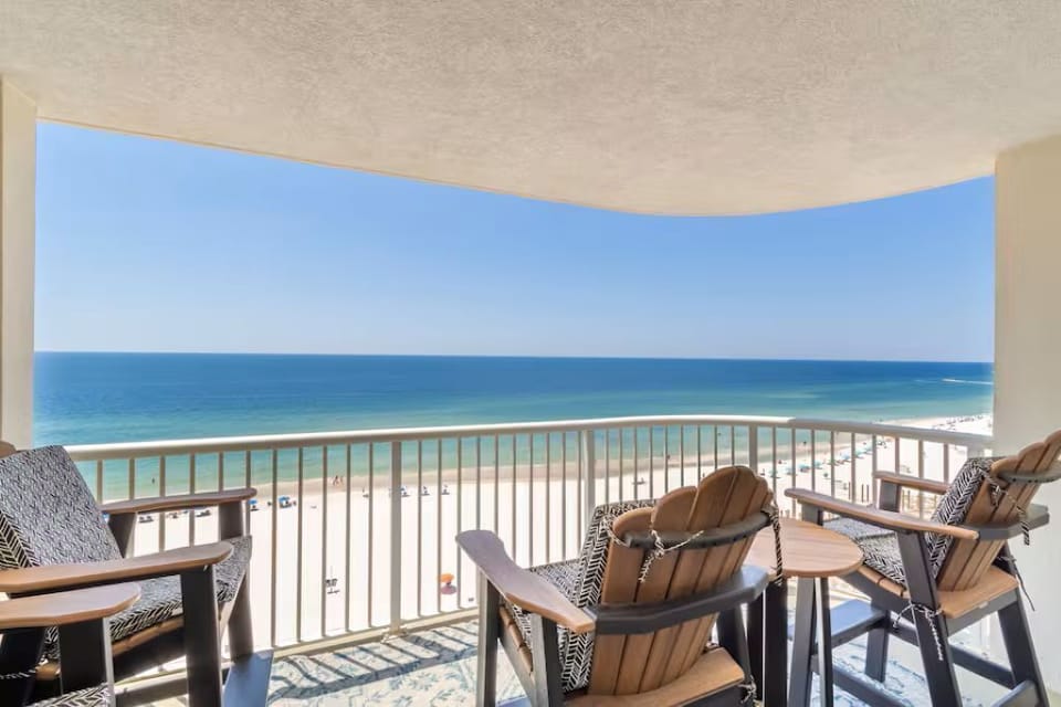Balcony faces beach