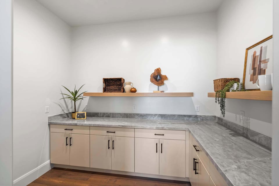 Butler’s pantry with additional prep and storage space