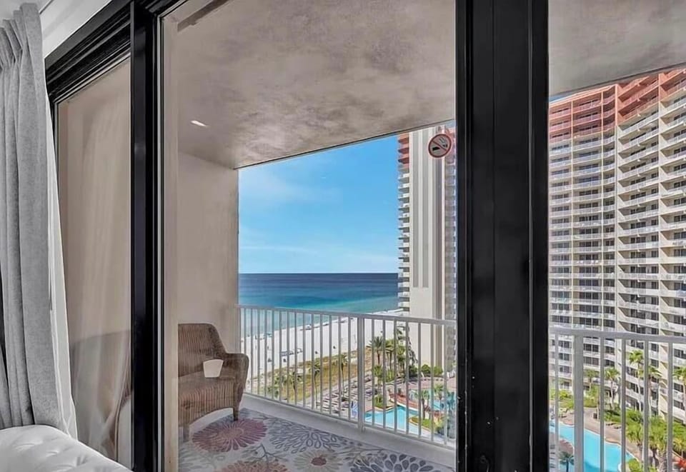 Gulf views from living area and balcony access
