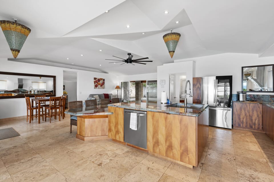 The property features and fully stocked kitchen.