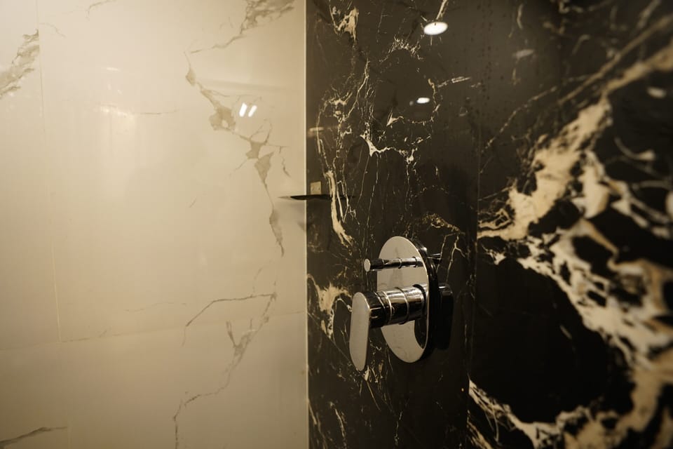 Shower, free toiletries, bidet, towels