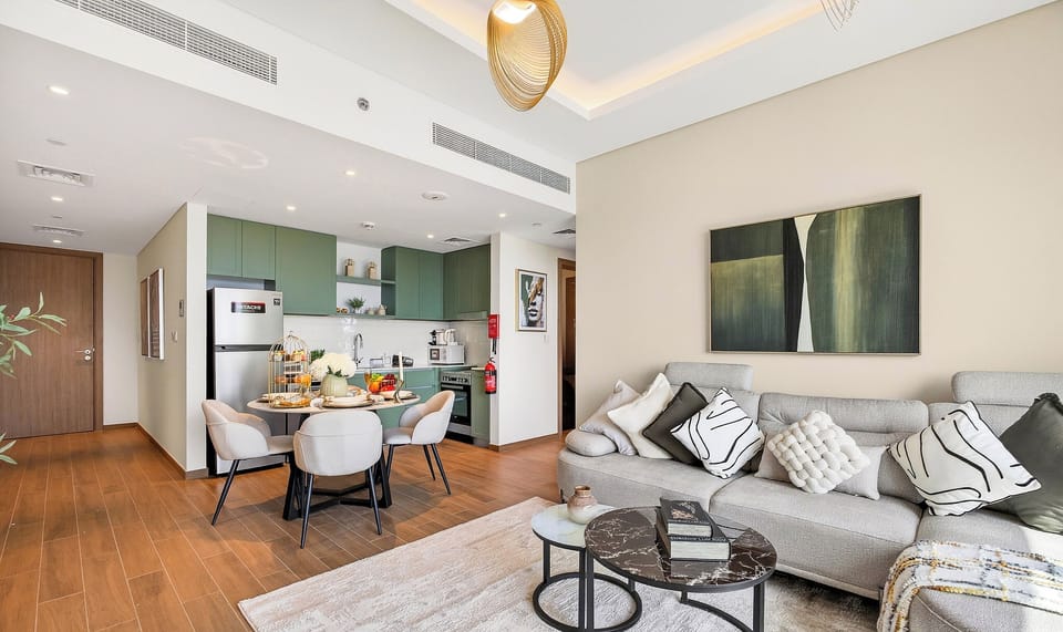 Luxury Apartment, City View | Living area | 55-inch Smart TV with digital channels