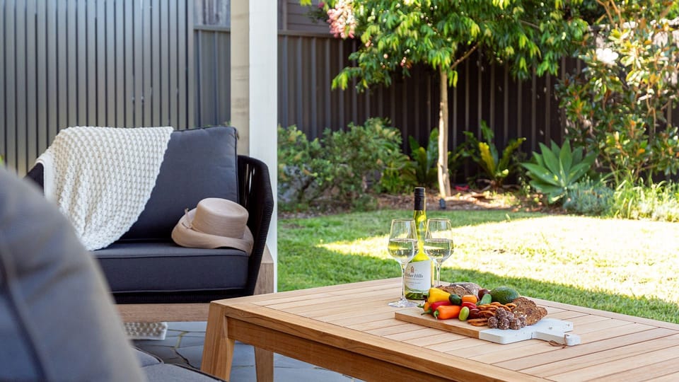 Sunshine Retreat | Outdoor entertainment area | Outdoor lounge | Outdoor shower | Hot water | Garden | Enclosed yard | Pets welcome