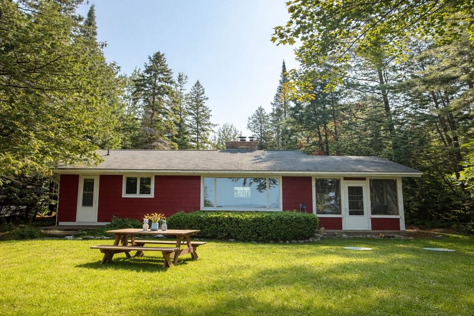 Picnic-perfect backyard with a rustic Up North feel.