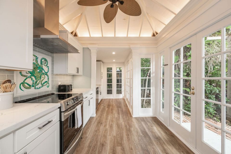 Upscale kitchen with stainless appliances