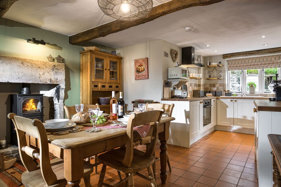 The open-plan kitchen and dining area