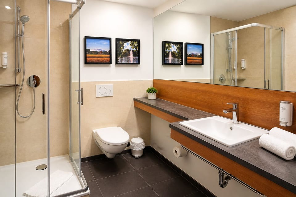 Comfort Double or Twin Room, Non Smoking | Bathroom | Free toiletries, hair dryer, towels, soap