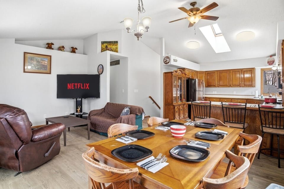 Open-Concept Living & Dining Area | Smart TV & Breakfast Bar | Spacious Gathering Space