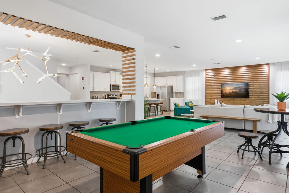 Game room connected to the living room