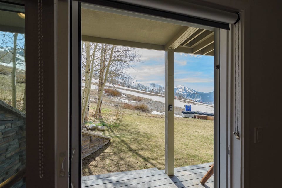 Sliding door in living room to deck
