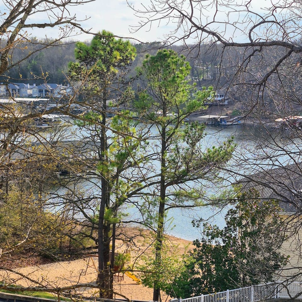 View of the beach from the deck