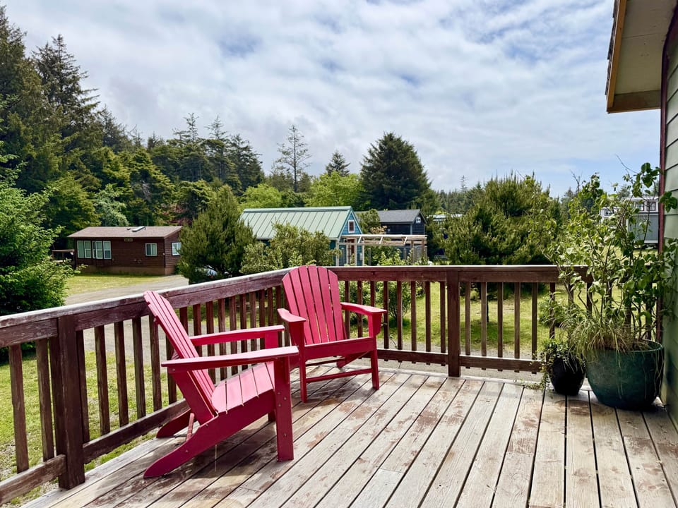 King Tide Private Deck w/ View of Tiny House Village 