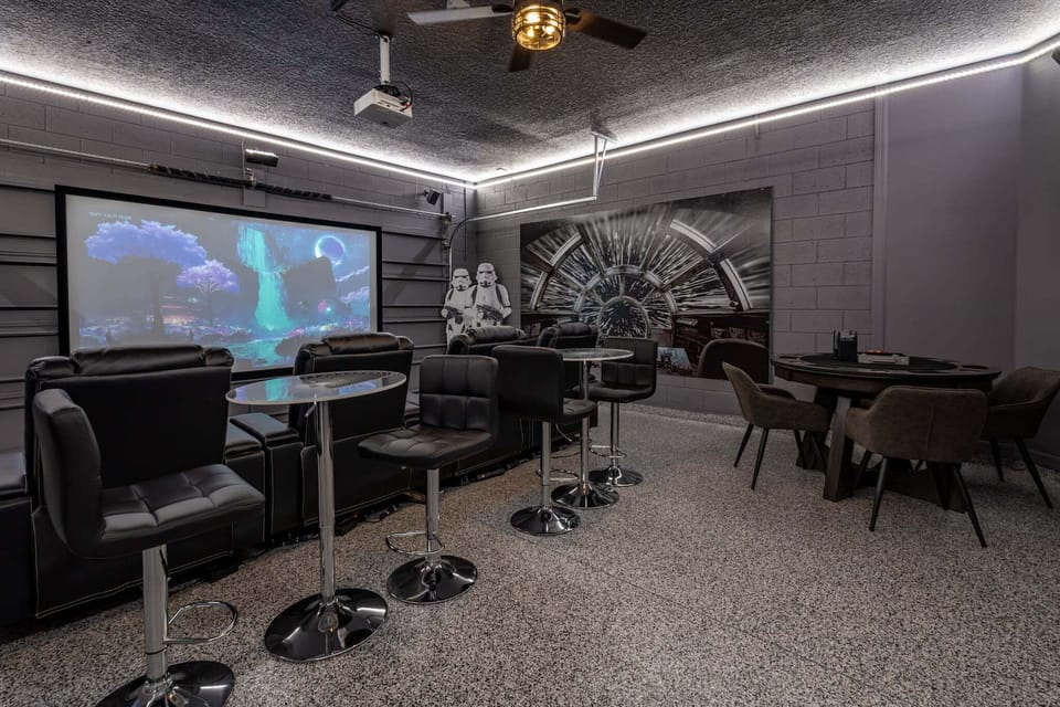 Theater Room 120" Projection Screen, Sound System, PS5, Has AC