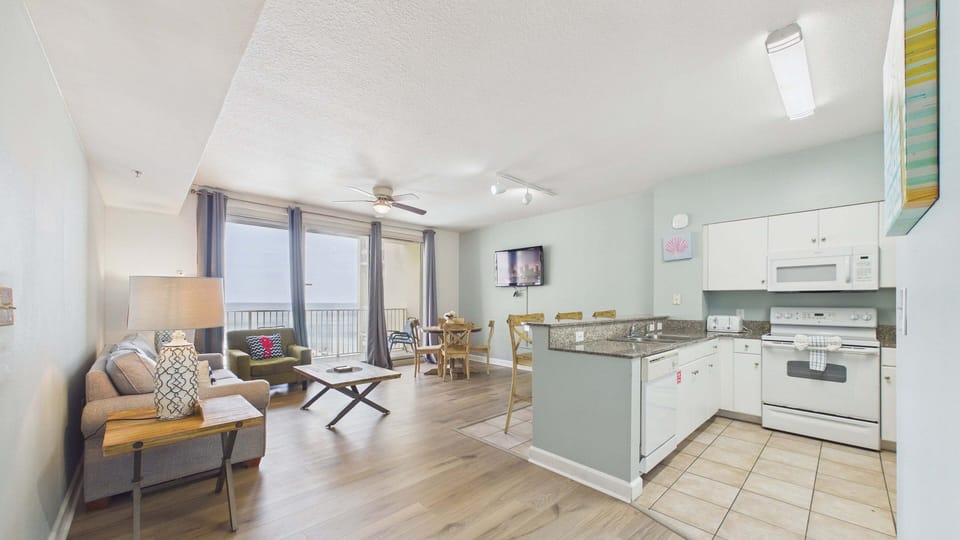 Walk into your open concept kitchen and living areas