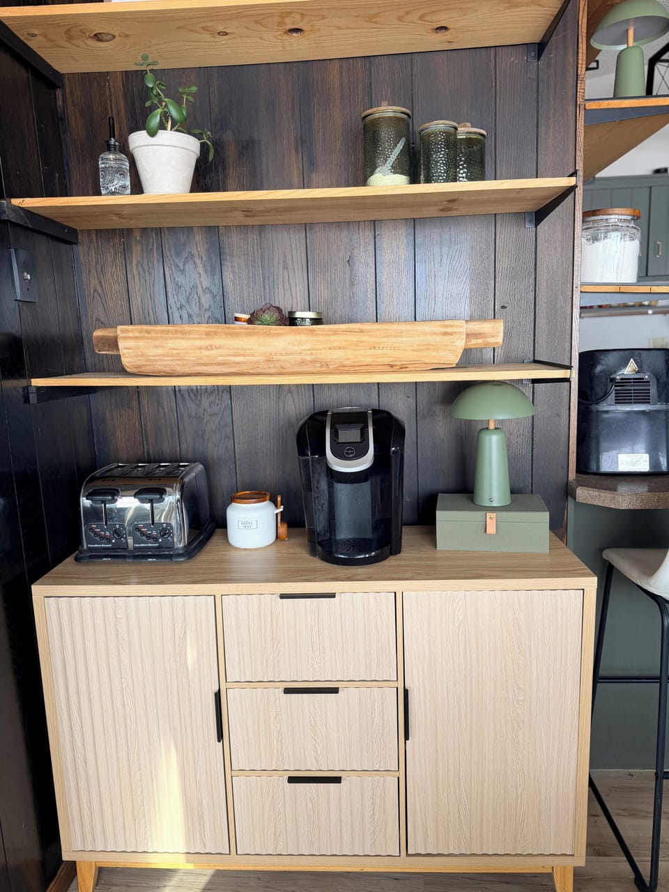 Coffee Bar- 4 slice toaster, air fryer and Keurig coffee maker