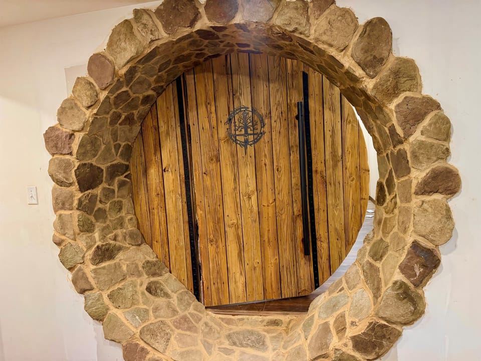 Door to hobbit room. Custom bunk rm that sleeps 10 hobbits!
