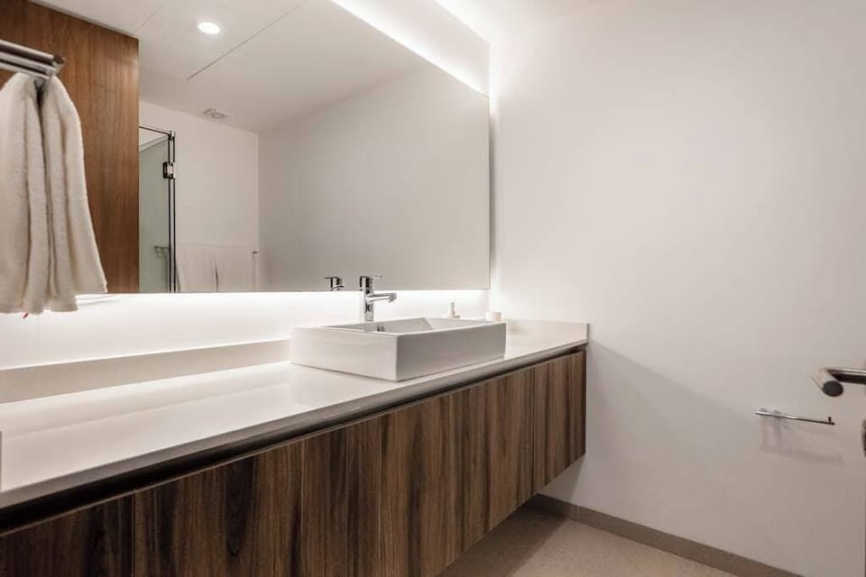 Bathroom vanity and walk-in shower