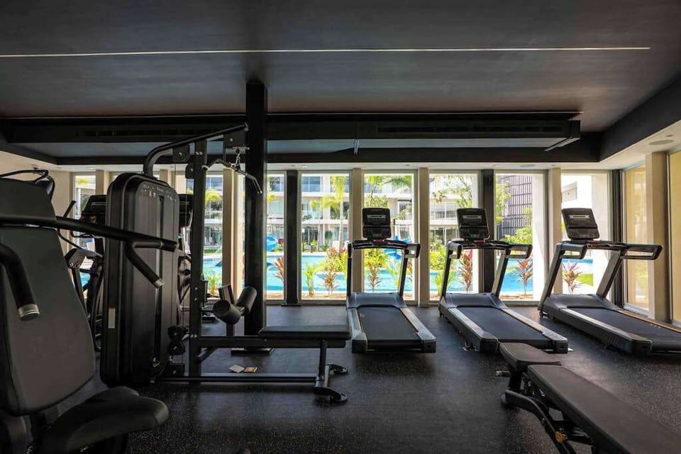 Shared gym with weights and machines