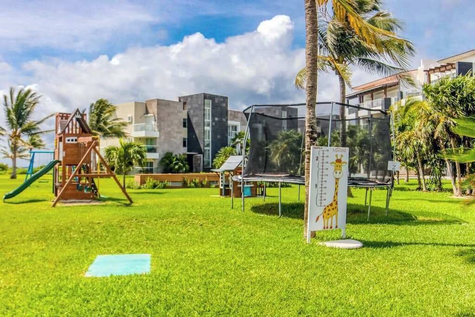 Shared resort grounds with loungers