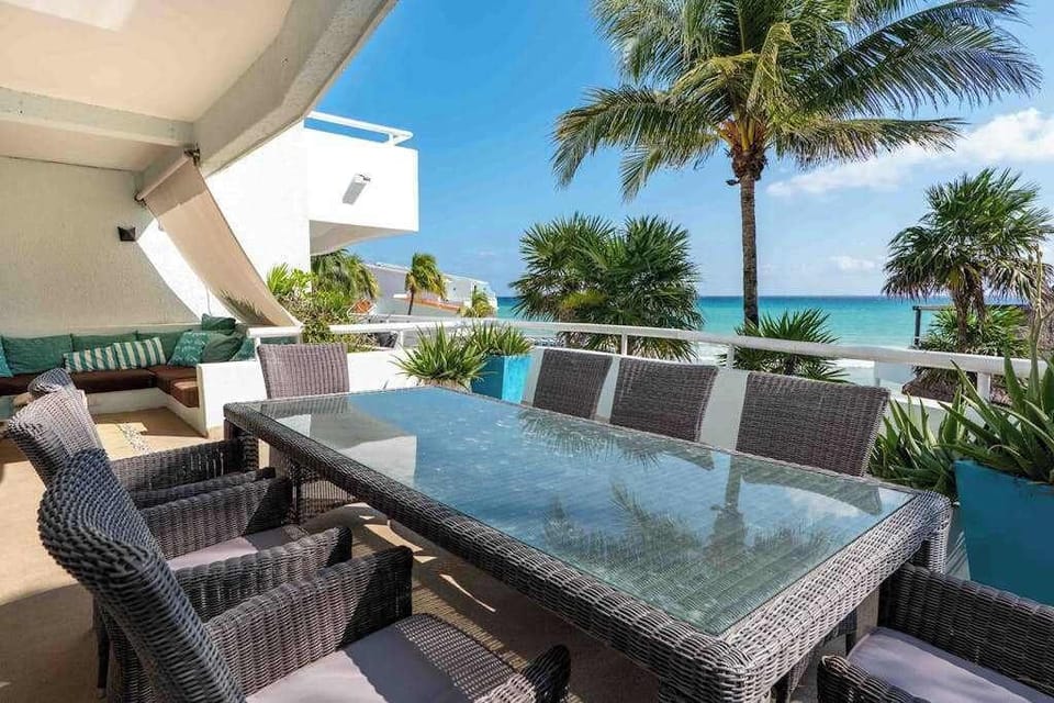 Balcony dining with ocean views