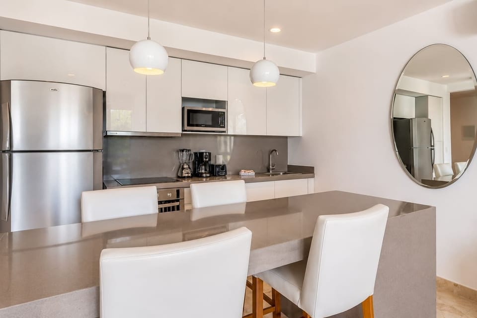 Living area with smart TV and cable channels