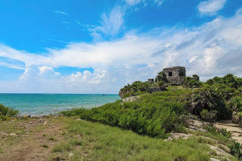 Nearby: Tulum ruins overlooking the sea