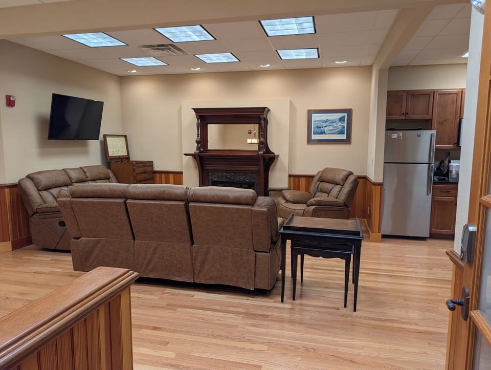 large living room and kitchen area