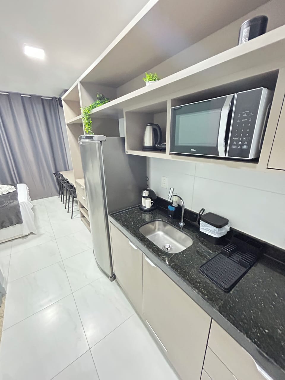 Apartment | Private kitchen | Fridge, microwave, cookware/dishes/utensils