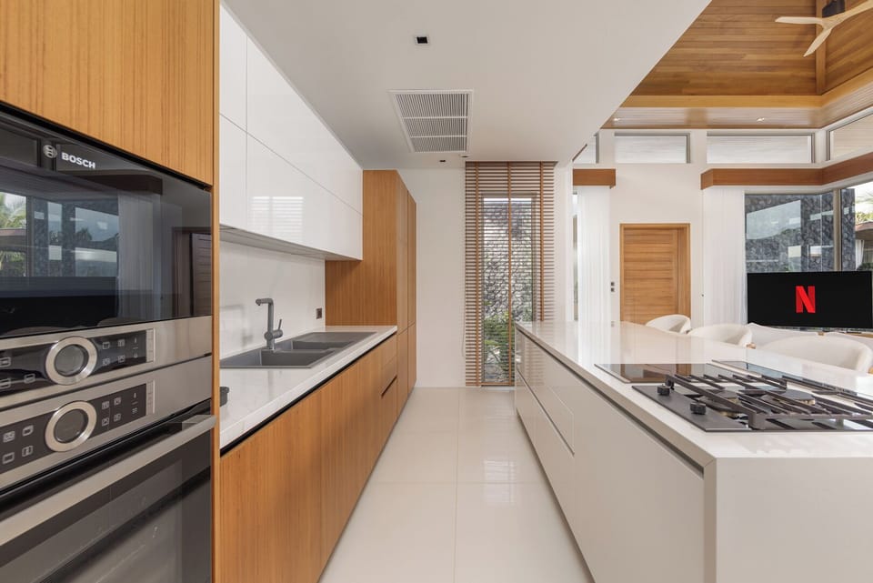 Signature Villa, 4 Bedrooms, Private Pool, Pool View | Private kitchen | Dining tables, kitchen islands