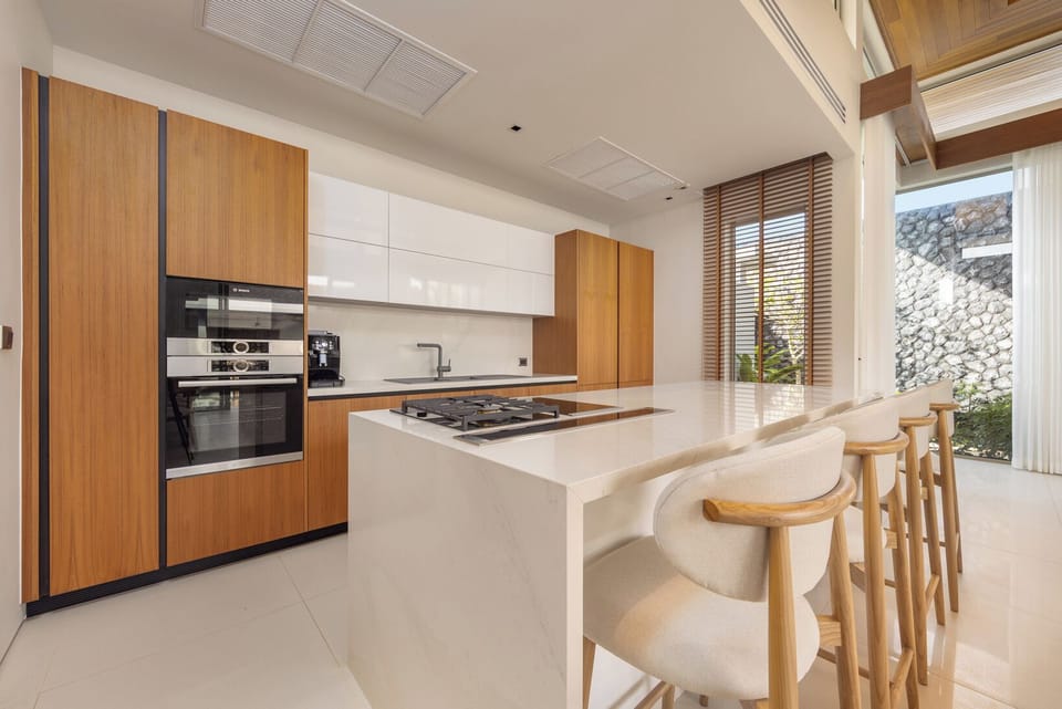 Signature Villa, 4 Bedrooms, Private Pool, Pool View | Private kitchen | Dining tables, kitchen islands