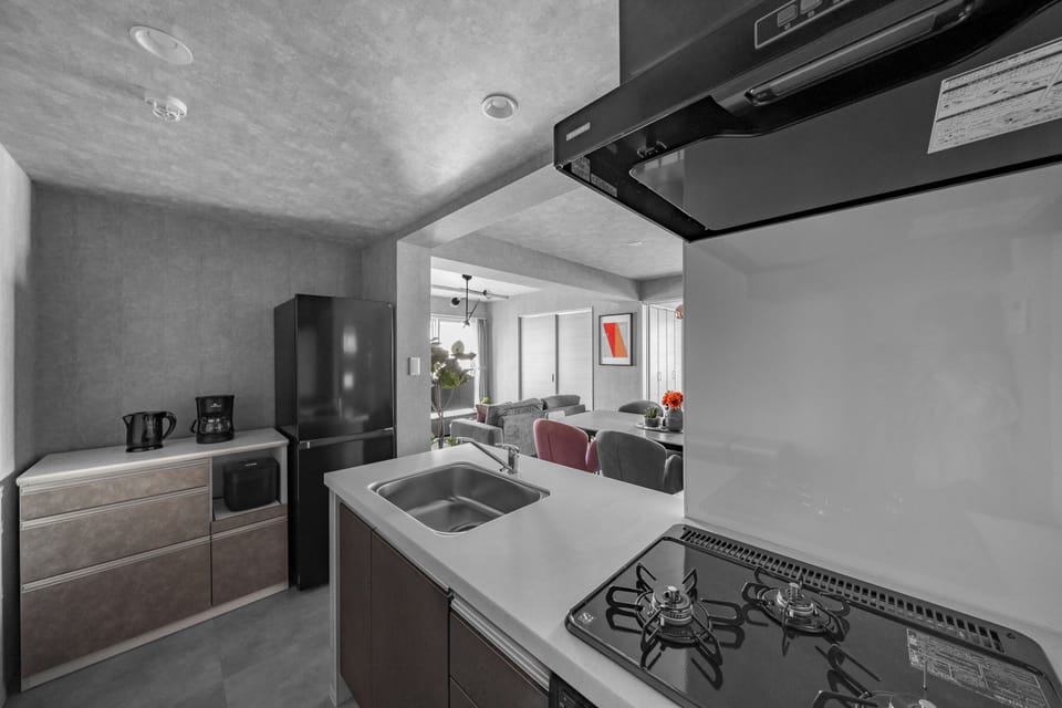 Apartment | Private kitchen | Fridge, microwave, stovetop, rice cooker