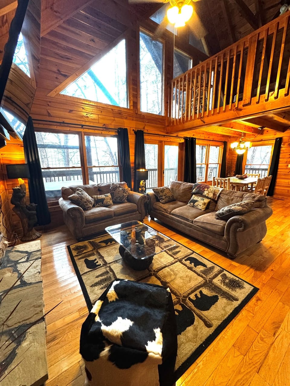 Open living, dining and kitchen.