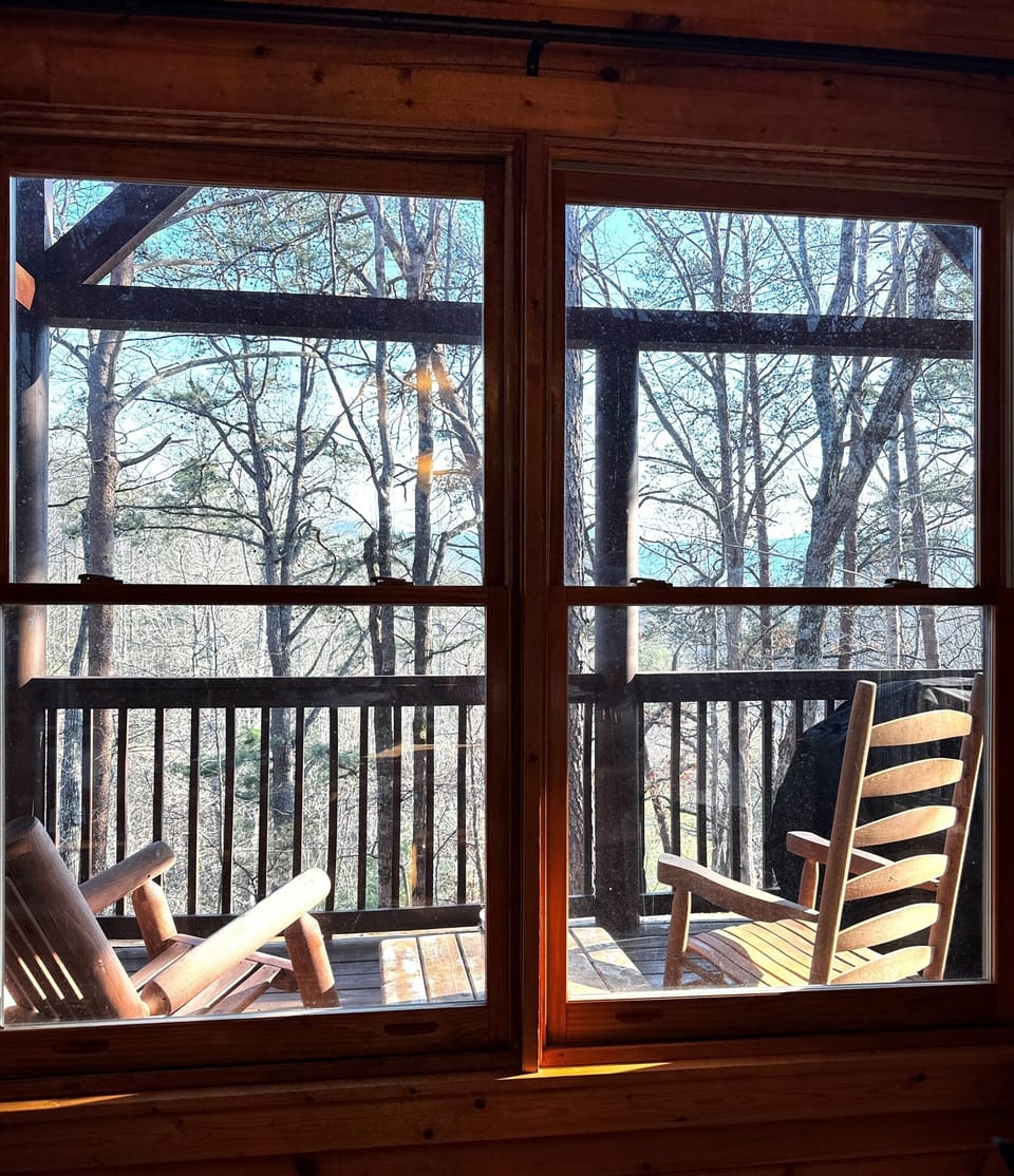 View from dining room to back deck
