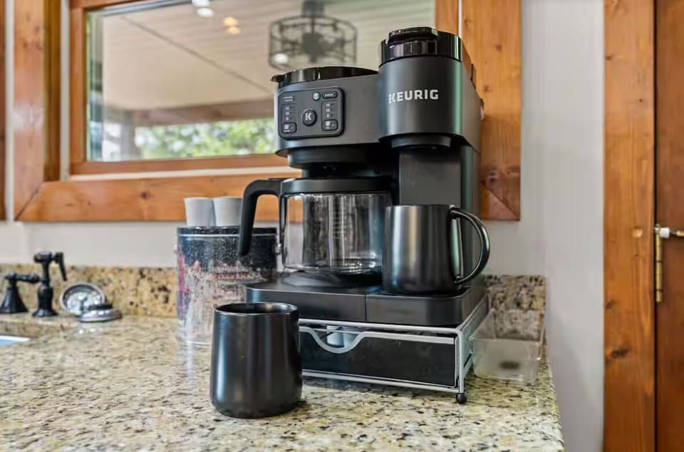 Dual Keurig ready for your stay, with a starter pack of pods!