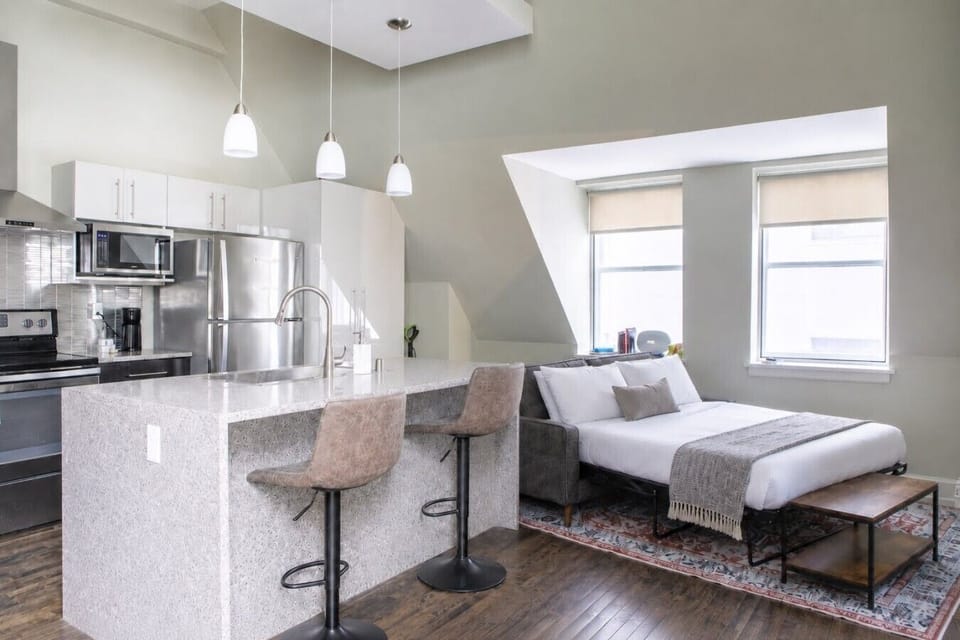 The sofa bed adapts to your schedule, transitioning seamlessly from a midday lounge spot to a restful queen-sized bed