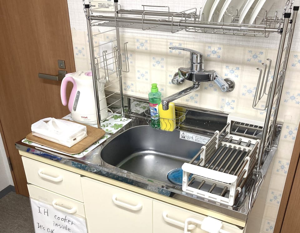 Family Apartment, Non Smoking, City View (2F) | Private kitchen | Mini-fridge, microwave, stovetop, cookware/dishes/utensils