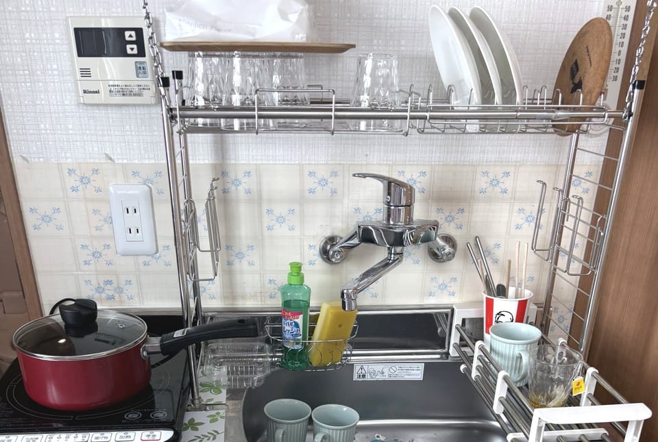 Family Apartment, Non Smoking, City View (2F) | Private kitchen | Mini-fridge, microwave, stovetop, cookware/dishes/utensils