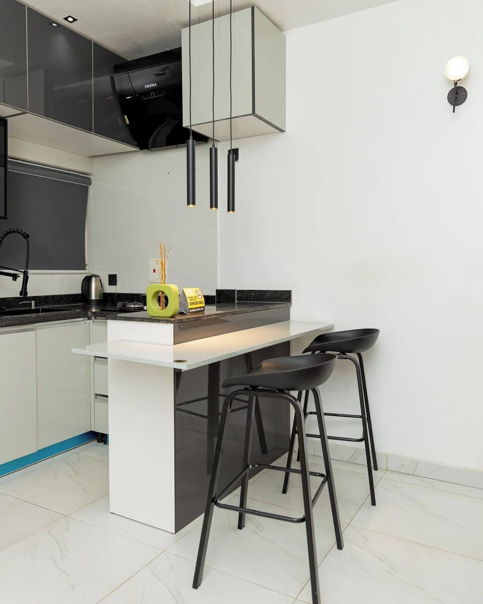 Family Apartment, Balcony, City View | Private kitchen | Fridge, microwave, oven, stovetop