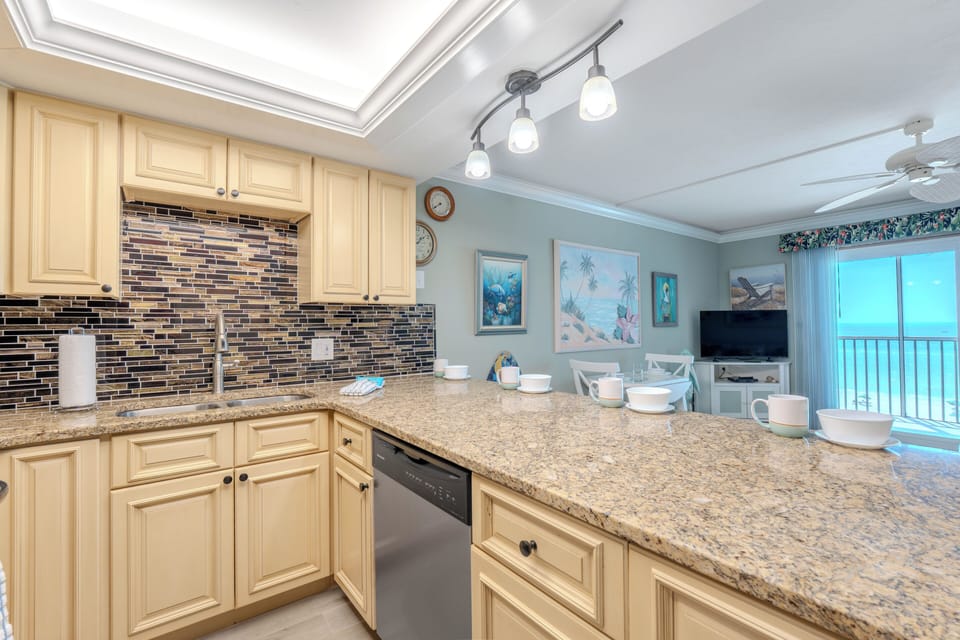 Breakfast bar with seating.
