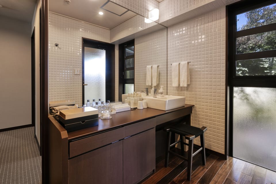 Suite Room with Open-Air Bath (Check-in by 6PM / Dinner until 7:30PM) | Bathroom | Combined shower/tub, free toiletries, hair dryer, slippers