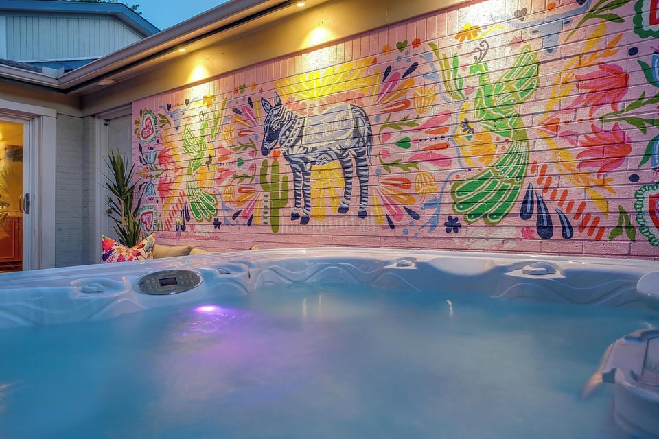 Hot tub, mural wall, and no agenda. The best part of your Fort Worth bachelorette weekend happens right here.