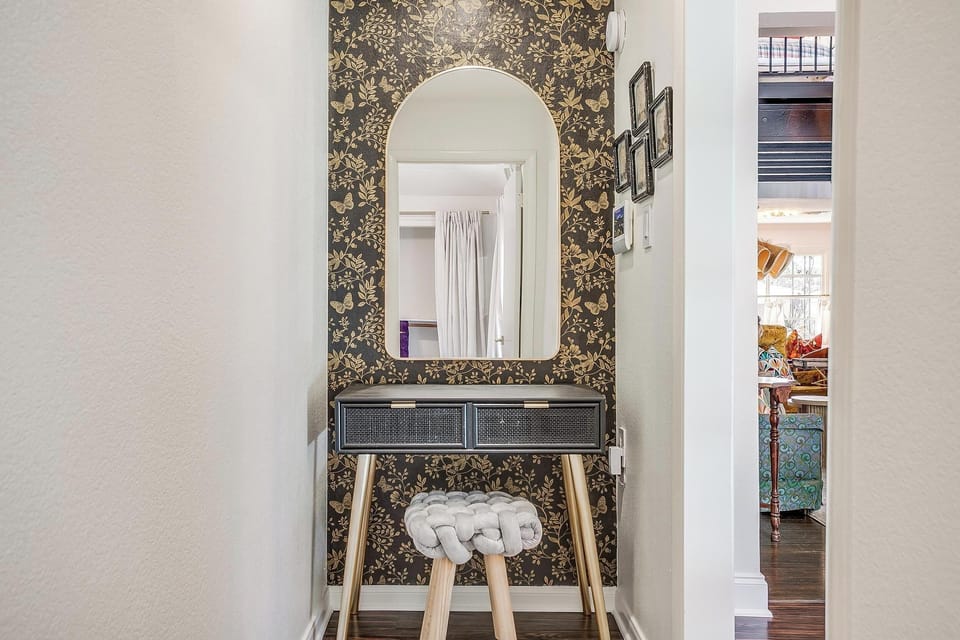 A dedicated vanity nook for getting ready in style. The details at Texas Two-Step are designed for a bachelorette weekend, not an afterthought.