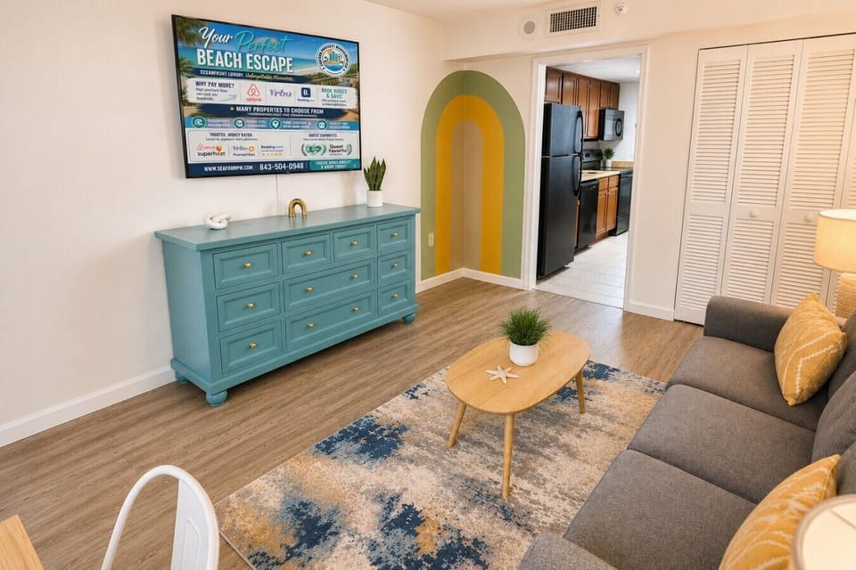 Whether you`re catching up on your favorite series or simply taking a break from the sun, this cozy living space offers a comfortable couch, a large Smart TV, and the perfect place to recharge.