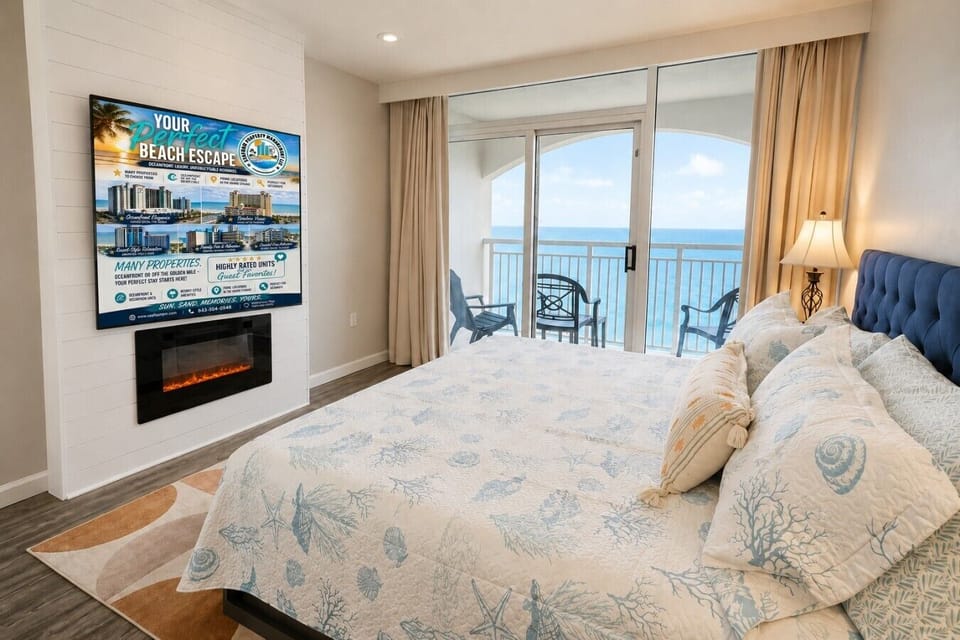BedroomFew things compare to opening your eyes and seeing the ocean waiting outside your window. Enjoy the comfort of a spacious king bed, then step onto the balcony to greet another beautiful morning on the beach.