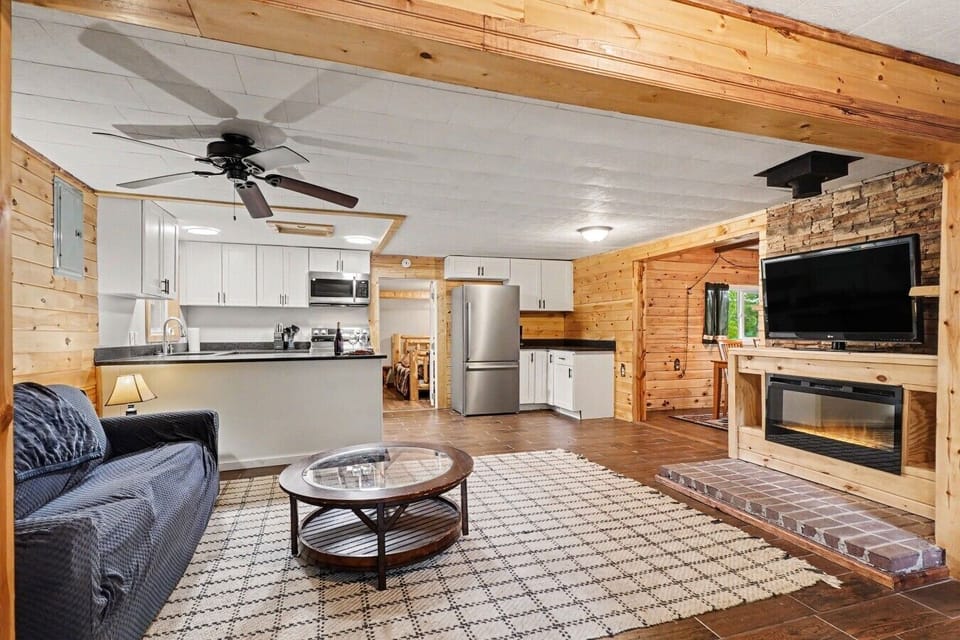 Open Living Area | Cozy Fireplace & Smart TV | Full Kitchen