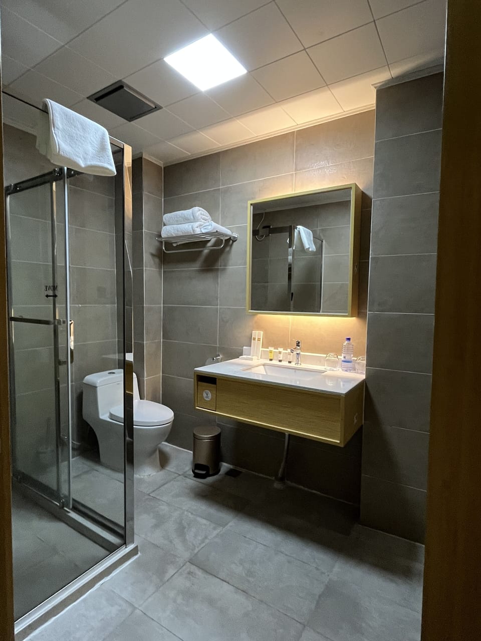 Business Double Room, City View | Bathroom | Shower, rainfall showerhead, free toiletries, hair dryer