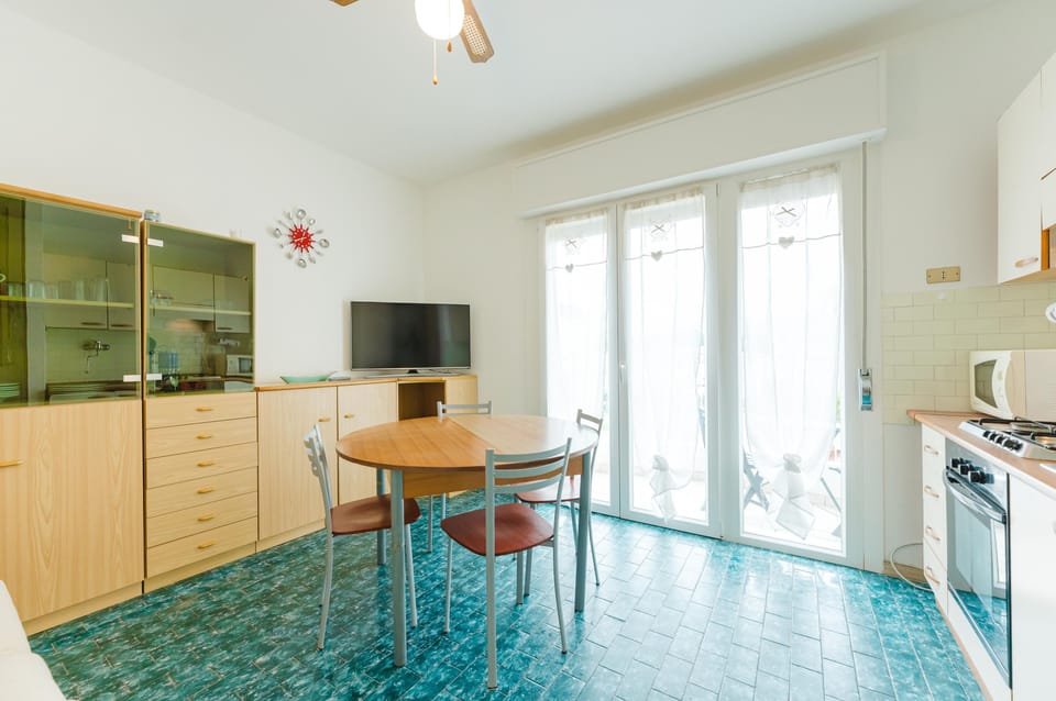 Apartment, Balcony, Beach View | Private kitchen | Espresso maker, fridge, microwave, oven