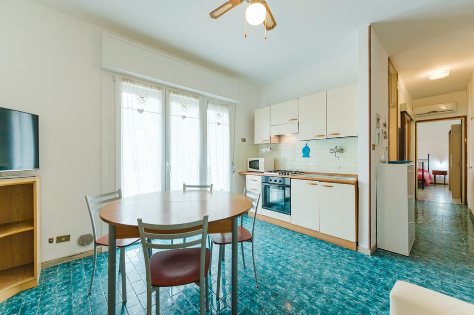 Apartment, Balcony, Beach View | Private kitchen | Espresso maker, fridge, microwave, oven