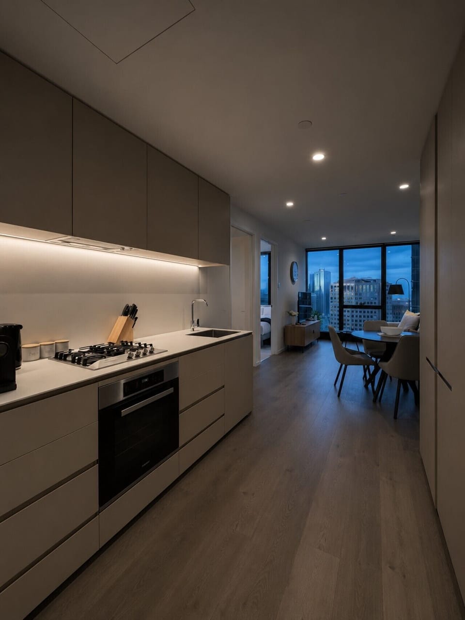 The kitchenette is fully equipped for a convenient stay.