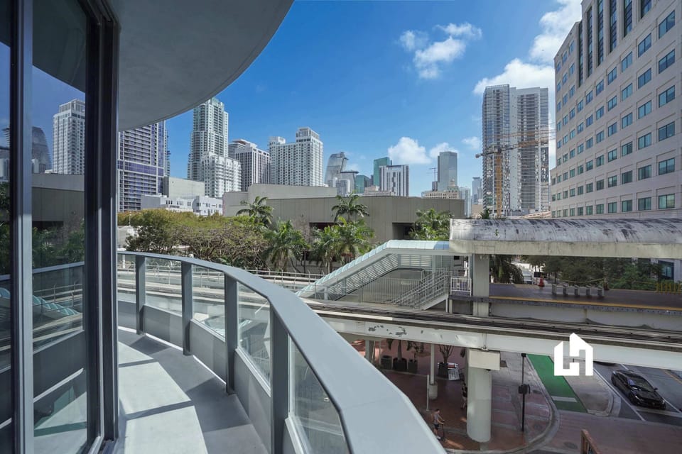 Private balcony with views of downtown Miami.